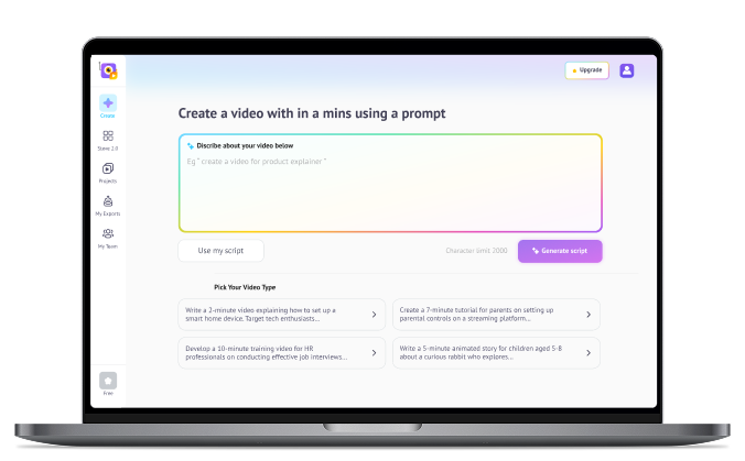Start with a Prompt or Paste your Script
